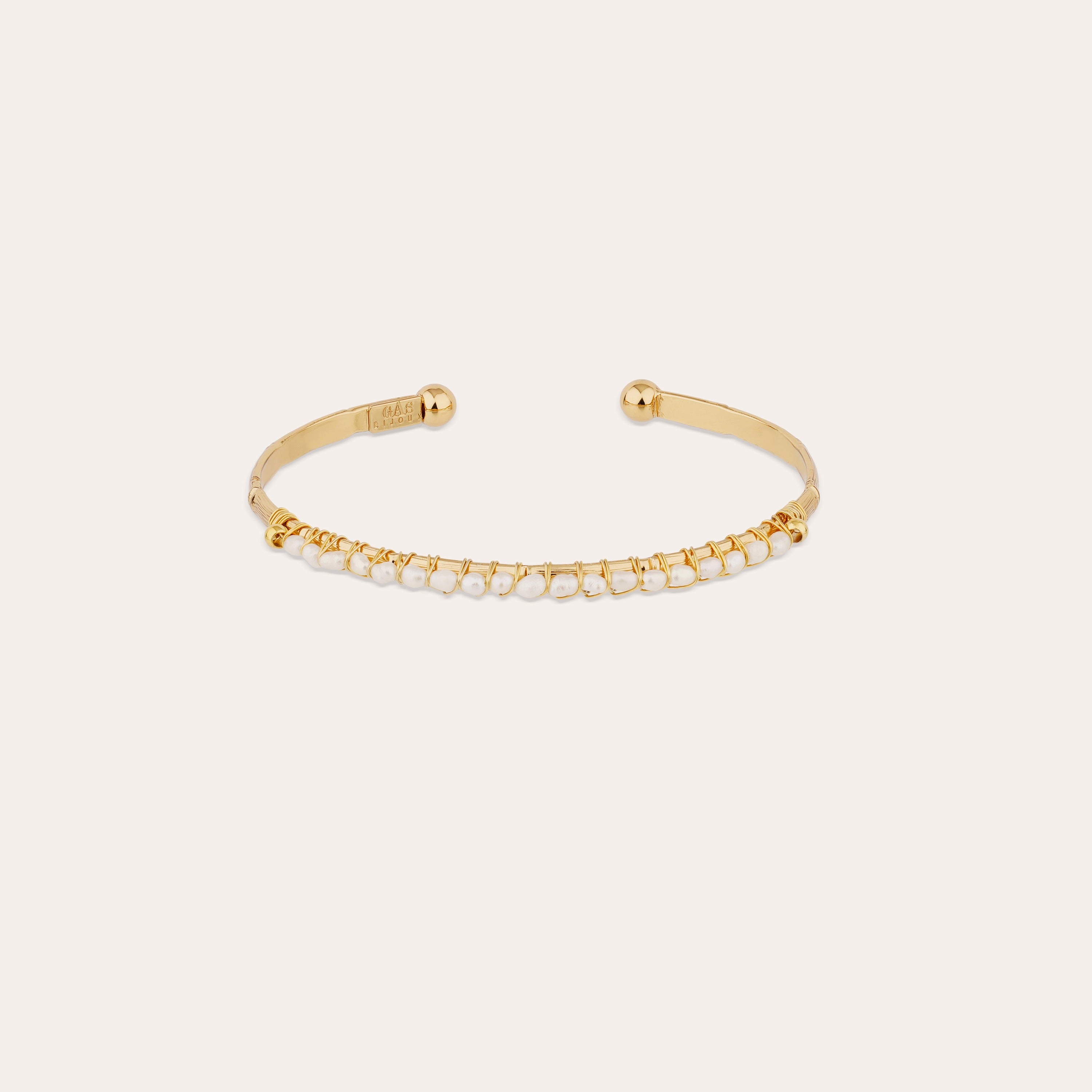 Small Gold Lyre Bangle - White Mother-of-Pearl – Gas Bijoux