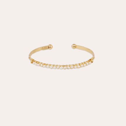 Bracelet Lyre jonc petit modèle doré - Nacre blanche