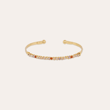 Bracelet Lyre jonc petit modèle doré - Améthyste & Labradorite