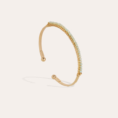 Bracelet Lyre jonc petit modèle doré - Calcite bleue