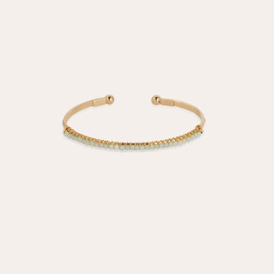 Bracelet Lyre jonc petit modèle doré - Calcite bleue