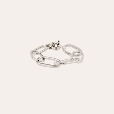 Bracelet Maille Ovale grand modèle argenté