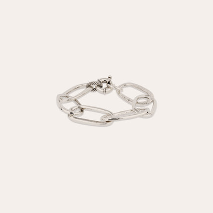 Bracelet Maille Ovale grand modèle argenté