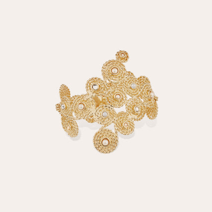 Bracciale a polsino Mistral dorato - Madreperla bianca e strass