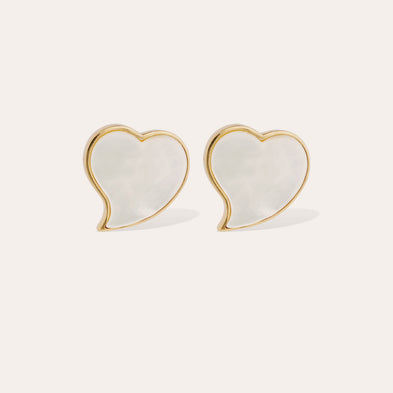 Boucles d'oreilles puces Mirage dorées - Nacre blanche