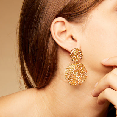 Boucles d'oreilles Onde Gourmette petit modèle dorées