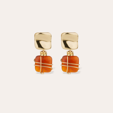 Boucles d'oreilles Rainbow Square petit modèle dorées - Cornaline