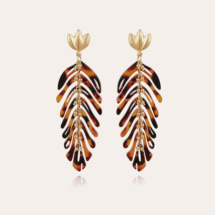 Boucles d'oreilles Cavallo acetate dorées - Écaille