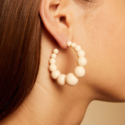 Pendientes de aro Andy « small size » de acetato dorado - Marfil