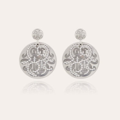 Diva crystal large silver earrings