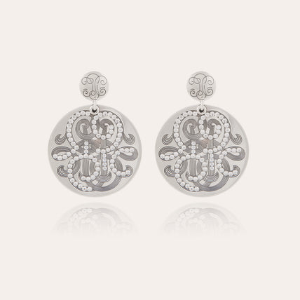 Boucles d'oreilles Diva strass grand modèle argentées