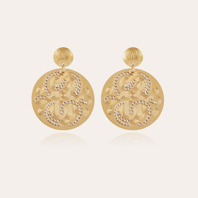 Boucles d'oreilles Diva strass grand modèle dorées