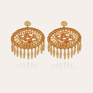 Boucles d'oreilles Fanfan raphia dorées