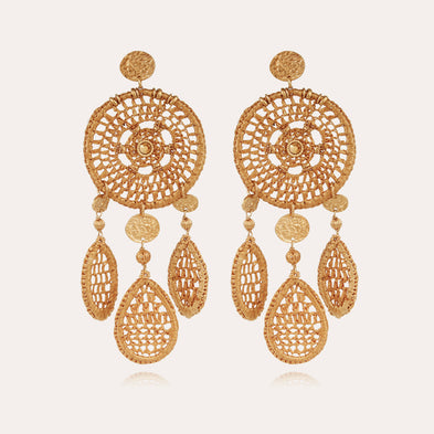 Fanfaria raffia earrings gold