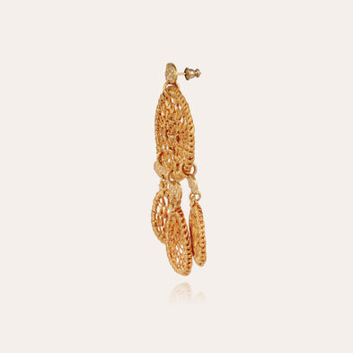 Boucles d'oreilles Fanfaria raphia petit modèle dorées