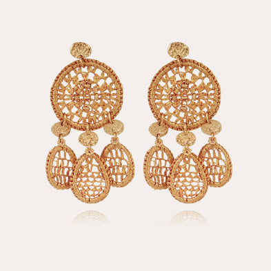 Boucles d'oreilles Fanfaria raphia petit modèle dorées