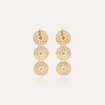 Boucles d'oreilles Flocon Triple mini dorées