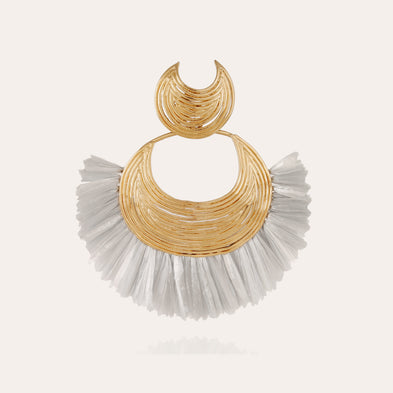 Boucles d'oreilles Luna Wave raphia dorées