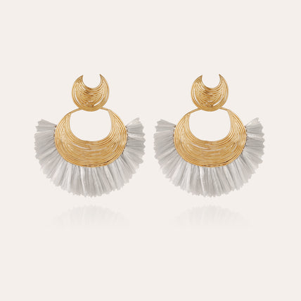 Luna Wave raffia gold earrings