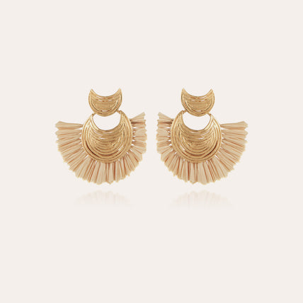 Luna Wave Mini Gold Raffia Earrings