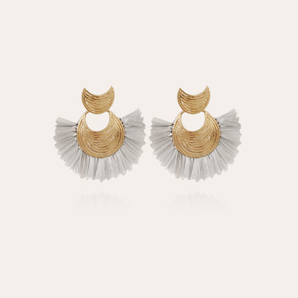 Boucles d'oreilles Luna Wave raphia mini dorées