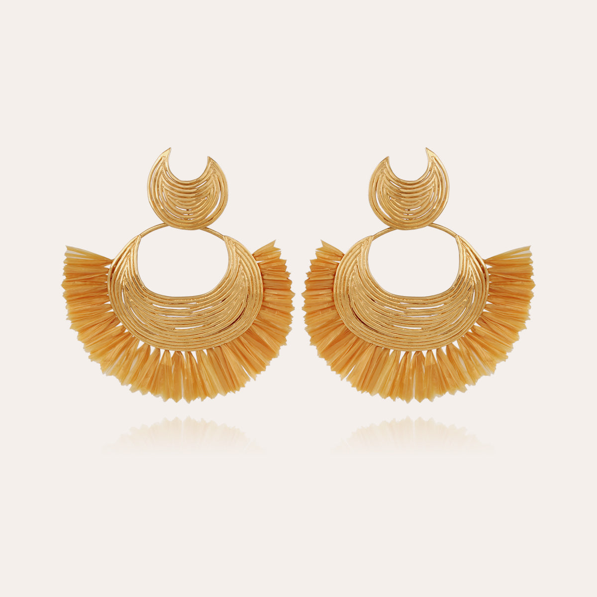 Luna Wave Raffia Gold-Plated Earrings – Gas Bijoux