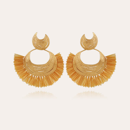 Luna Wave Gold Raffia Earrings