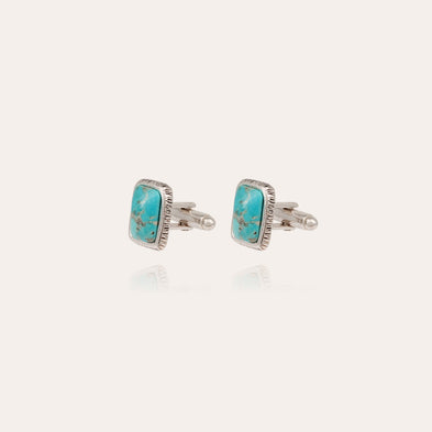 Totem fine silver-plated cufflinks - Turquoise