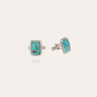 Totem fine silver-plated cufflinks - Turquoise