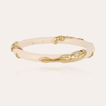Pulsera tipo brazalete Cobra de acetato dorado - Marfil