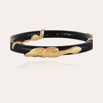 Pulsera Cobra tipo brazalete de acetato dorado - Negro