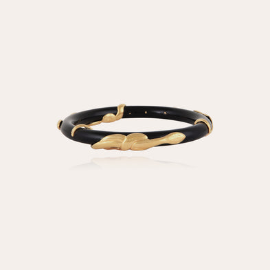 Bracelet Cobra jonc acétate doré - Noir