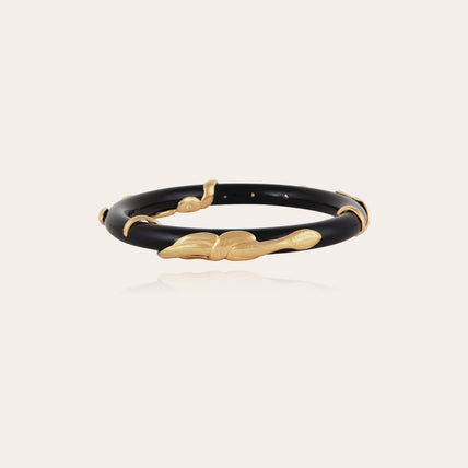 Bracelet Cobra jonc acétate doré - Noir