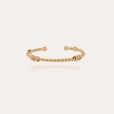 Bracelet Jonc Torsade grand modèle doré