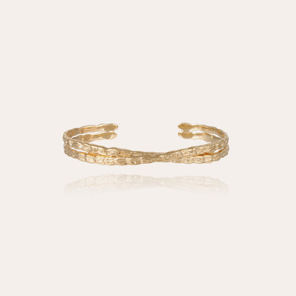 Bracelet jonc Liane croisé grand modèle doré