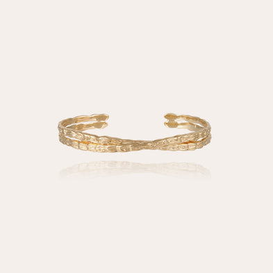 Bracelet jonc Liane croisé grand modèle doré