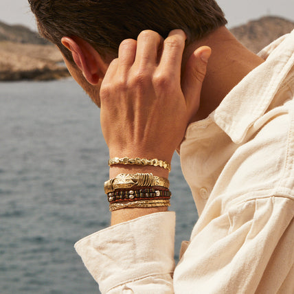 Bracelet jonc Liane croisé grand modèle doré