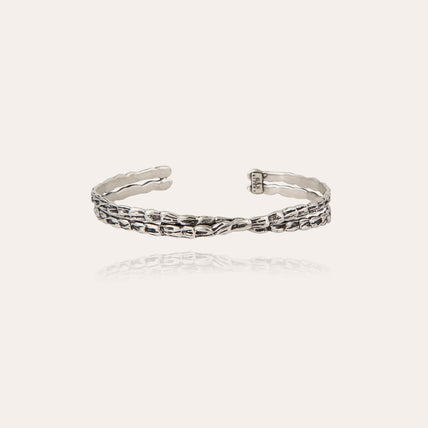 Bracelet jonc Liane croisé grand modèle argenté
