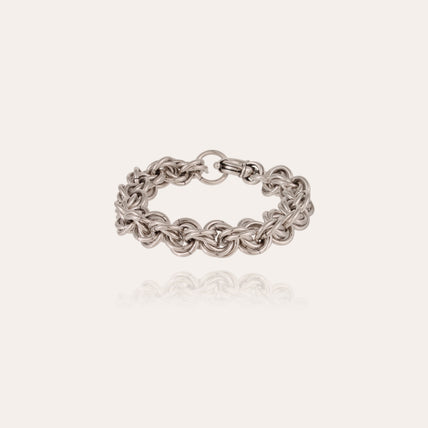 Bracelet Maille rond entrecroisé grand modèle argenté