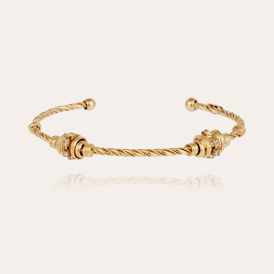 Torsade crystal bangle bracelet small size gold