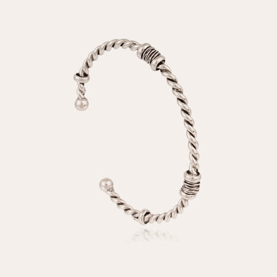 Pulsera « Torsade » ancha plateada