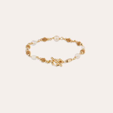 Bracelet Rosario doré - Nacre blanche