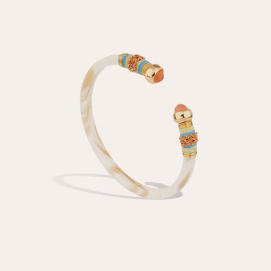 Sari gold-tone acetate bracelet - Ivory