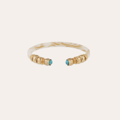 Bracelet Sari acétate doré - Ivoire
