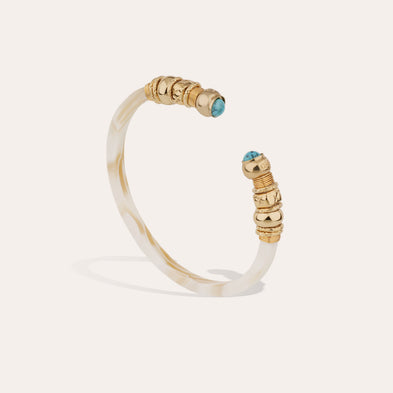 Bracelet Sari acétate doré - Ivoire