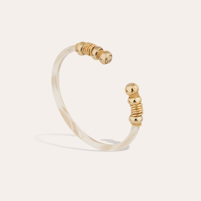 Bracelet Sari strass acétate doré - Ivoire