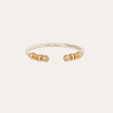 Bracelet Sari strass acétate doré - Ivoire
