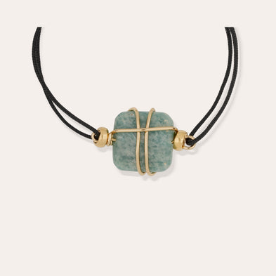 Bracelet Square mini lien doré - Amazonite