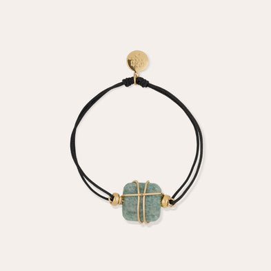 Bracelet Square mini lien doré - Amazonite