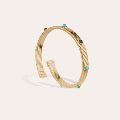 Bracelet Starlette petit modèle doré - Turquoise & Malachite